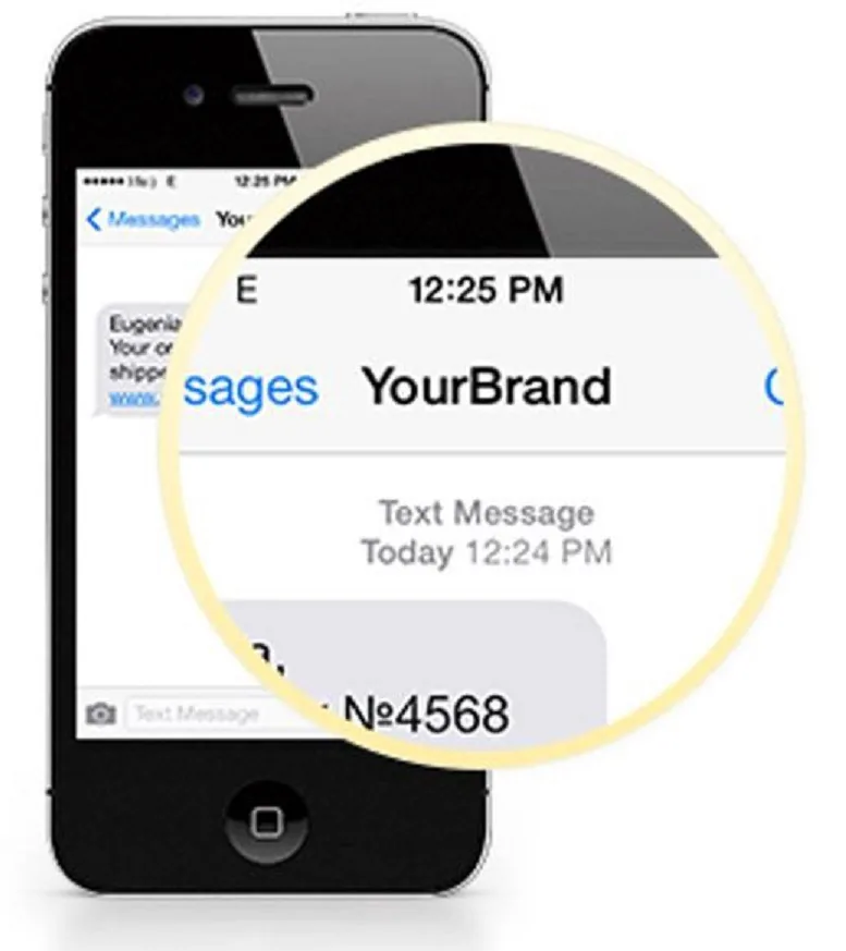 SMS branded sender name on phone